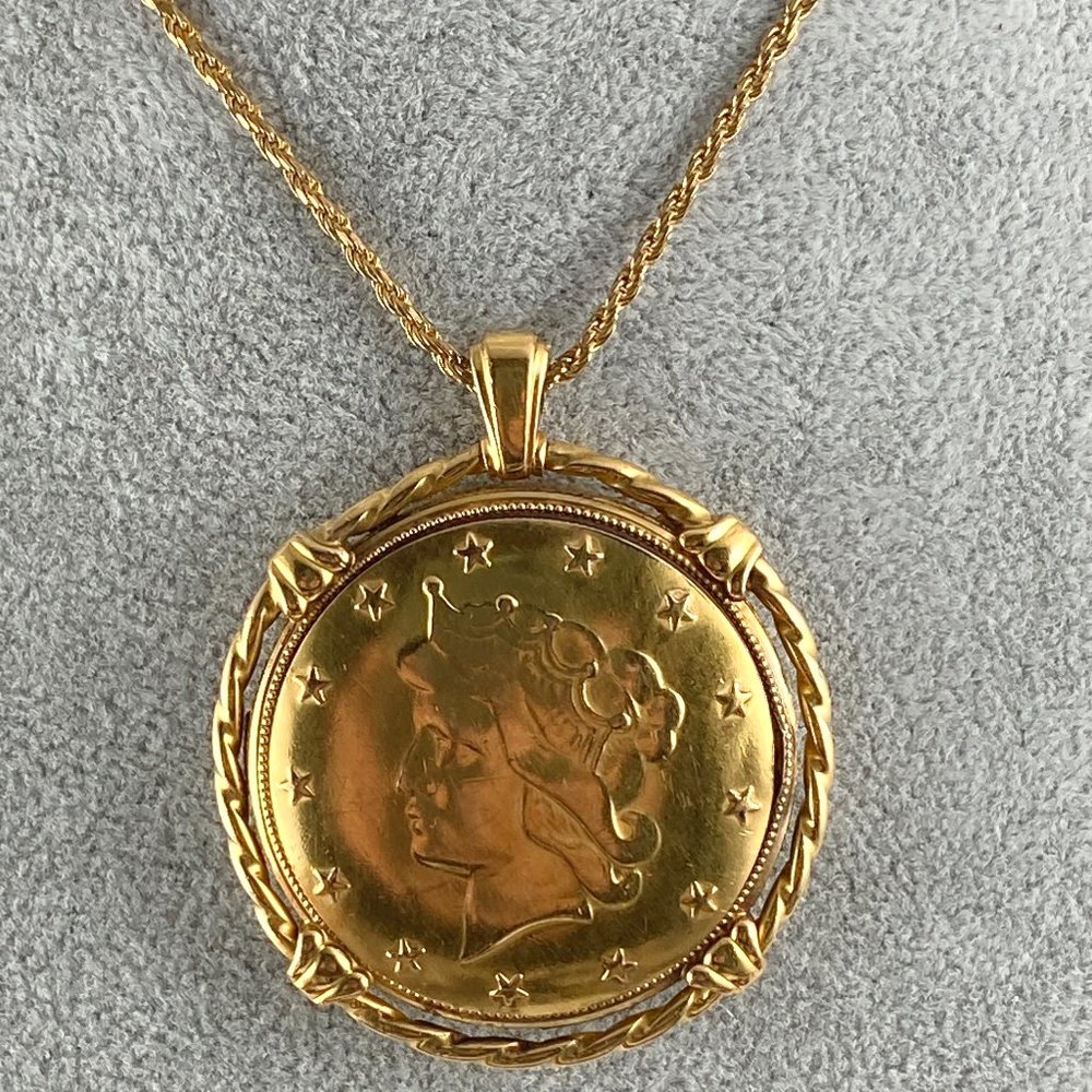 Vintage Louvic Liberty Coin 17 Jewel Pendant Watch 10 Micron Gold Plated…